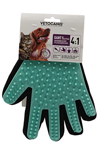 Vetocanis | Pflegehandschuh für Hund und Katze| 4-in-1 Aktion - Bürsten, Massage, Baden und Haarentfernung|Hunde- und Katzen Handschuhe Fellpflege| Waschhandschuh Hund aus Silikon für Alle Felltypen von VETOCANIS