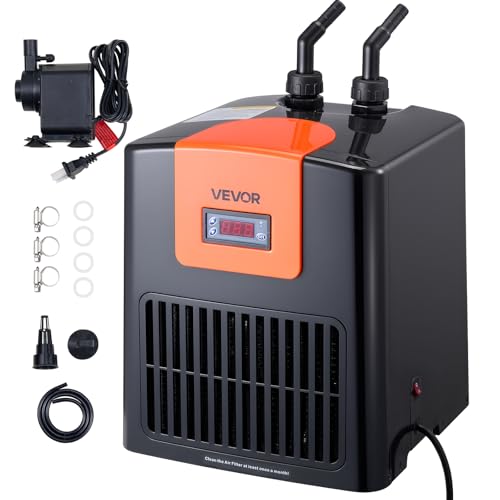 VEVOR 200L Aquarium Wasserkühler/Heizgerät mit Hochdurchfluss-Wasserpumpe, Kompressor, Titan-Verdampfer, komplettes Zubehör, schnelle Kühlung für Aquarium, Axolotl, Korallenriff VEVOR 200L Aquarium Wasserkühler/Heizgerät mit Hochdurchfluss-Wasserpumpe, Kompressor, Titan-Verdampfer, komplettes Zubehör, schnelle Kühlung für Aquarium, Axolotl, Korallenriff von VEVOR