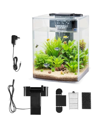 VEVOR Aquarium, 2 Gallonen Bogen, ultraklar, GPPS-Starter, intelligenter Tank, verstellbare 3-farbige Beleuchtung, selbstreinigendes System, Fischglas für Süß- und Salzwasser, Fische, Zuhause, Büro von VEVOR