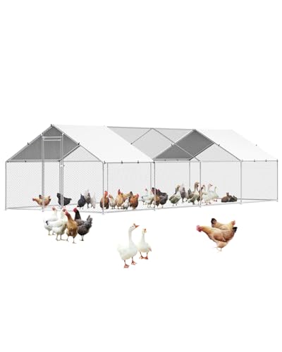 VEVOR Hühnerstall, 3,9 x 7,8 x 2,0 m, begehbarer Hühnerauslauf für den Hof mit Abdeckung, Hühnerhaus mit Turmdach und Sicherheitsschloss für Hinterhof, Bauernhof, Enten-, Kaninchen- und Geflügelkäfig von VEVOR