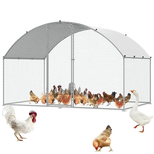 VEVOR Hühnerstall, 3 x 2 x 2 m Hühnerhaus Freilaufgehege mit Sonnenschutzdach PE-Plane, Stahl Kleintierstall Hühnerhaus Dach Geflügelstall Hühnerkäfig für Hühner, Enten, Gänse, Kaninchenn usw. von VEVOR