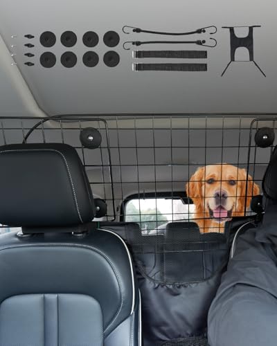 VEVOR Hunde Autobarriere einstellbare Trennwand Hundegitter (900 x 416 mm) Autoschutzgitter zur Montage auf den Vordersitzen, Haustierbarriere aus Drahtgeflecht, passende Autobarriere für SUVs Lkws von VEVOR