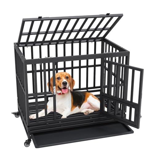VEVOR Hundekäfig 95×65×81cm Hundebox aus Rostfreiem verzinktem Stahlrohr mit elektrostatischer Lackierung Hundegitterbox mit 3 Türen und Abnehmbarer Auffangschale Hundetransportbox Transportkäfig von VEVOR