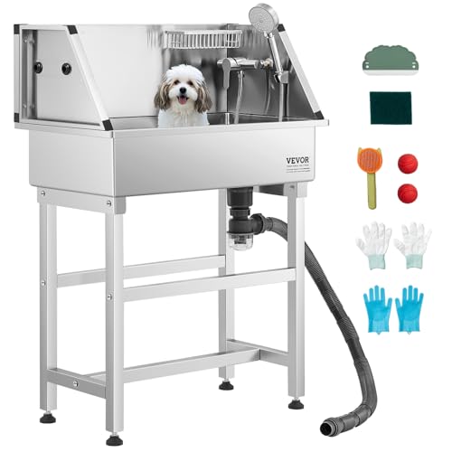 VEVOR Hundewaschstation aus Edelstahl, 870x490x1225mm Tierpflegewanne mit Wasserhahn, Duschkopf, Seifenhalter & Spielbällen, Hundebadewanne für mehrere Haustiere, Waschbecken für zu Hause VEVOR Hundewaschstation aus Edelstahl, 870x490x1225mm Tierpflegewanne mit Wasserhahn, Duschkopf, Seifenhalter & Spielbällen, Hundebadewanne für mehrere Haustiere, Waschbecken für zu Hause von VEVOR