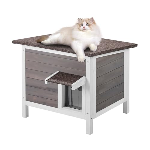 VEVOR Katzenhaus wetterfest, Katzenhütte für mehrere Katzen, Katzenbox aus Holz für draußen, schaumisolierte Wände, offenes Dach, Türklappen aus PVC, 610 x 508 x 535 mm VEVOR Katzenhaus wetterfest, Katzenhütte für mehrere Katzen, Katzenbox aus Holz für draußen, schaumisolierte Wände, offenes Dach, Türklappen aus PVC, 610 x 508 x 535 mm von VEVOR