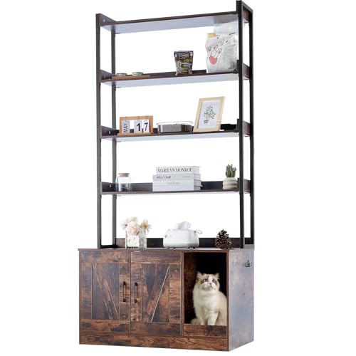 VEVOR Katzenschrank, Katzentoilettenmöbel mit 4-stufigem Regal, Katzenhaus aus Holz für den Innenbereich, Katzenklo Haus bis 68 kg, passend für die meisten Katzentoiletten, 850x490x1836mm, Dunkelbraun VEVOR Katzenschrank, Katzentoilettenmöbel mit 4-stufigem Regal, Katzenhaus aus Holz für den Innenbereich, Katzenklo Haus bis 68 kg, passend für die meisten Katzentoiletten, 850x490x1836mm, Dunkelbraun von VEVOR