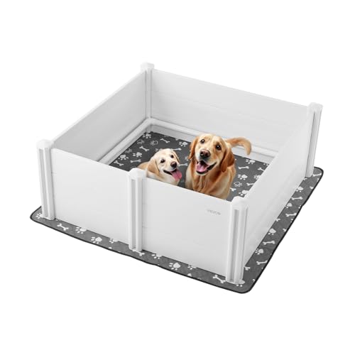 VEVOR Wurfkiste für Hunde, 122x122x46cm, Welpenlaufstall aus Kunststoff-PVC mit höhenverstellbarer Tür & waschbarer PIPI-Unterlage, verformungssicherer Welpenkiste für große Hunde, Milchweiß VEVOR Wurfkiste für Hunde, 122x122x46cm, Welpenlaufstall aus Kunststoff-PVC mit höhenverstellbarer Tür & waschbarer PIPI-Unterlage, verformungssicherer Welpenkiste für große Hunde, Milchweiß von VEVOR