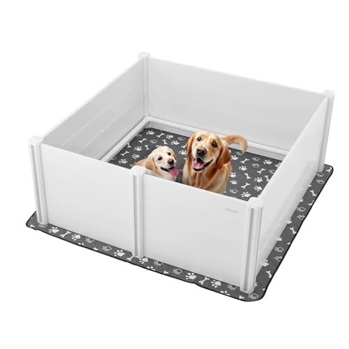 VEVOR Wurfkiste für Hunde, 1520x1520x610 mm, Welpenlaufstall aus Kunststoff-PVC mit höhenverstellbarer Tür & waschbarer PIPI-Unterlage, Welpenkiste für extra große Hunde, milchweiß VEVOR Wurfkiste für Hunde, 1520x1520x610 mm, Welpenlaufstall aus Kunststoff-PVC mit höhenverstellbarer Tür & waschbarer PIPI-Unterlage, Welpenkiste für extra große Hunde, milchweiß von VEVOR