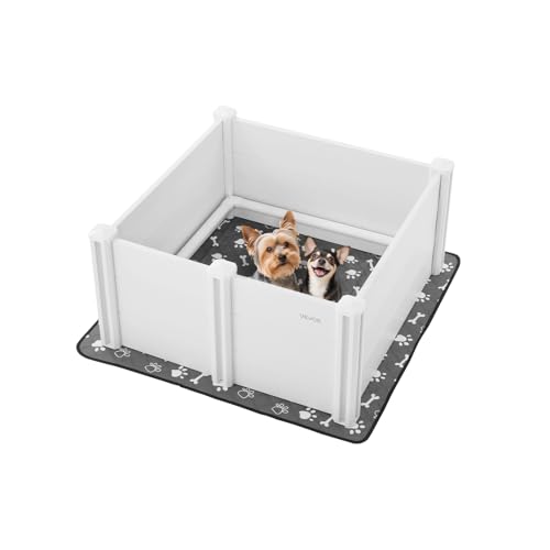 VEVOR Wurfkiste für Hunde, 98x98x46cm, Welpenlaufstall aus Kunststoff-PVC mit höhenverstellbarer Tür & waschbarer PIPI-Unterlage, verformungssicherer Welpenkiste für mittelgroße Hunde, milchweiß VEVOR Wurfkiste für Hunde, 98x98x46cm, Welpenlaufstall aus Kunststoff-PVC mit höhenverstellbarer Tür & waschbarer PIPI-Unterlage, verformungssicherer Welpenkiste für mittelgroße Hunde, milchweiß von VEVOR