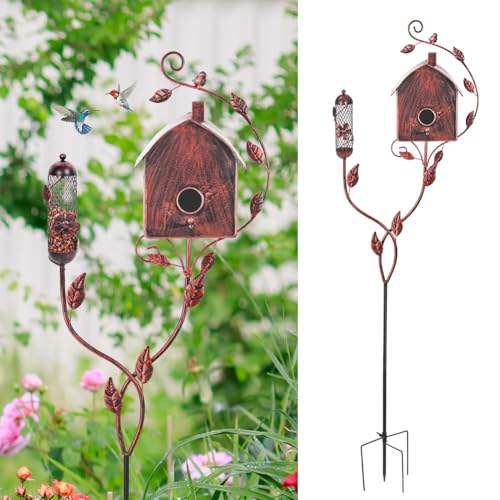 VEWOGARDEN Vogelhäuser aus Metall für den Außenbereich mit Stange, Vogelhaus für den Außenbereich, für Terrasse, Hof, Garten, Dekorationen, Kupfer VEWOGARDEN Vogelhäuser aus Metall für den Außenbereich mit Stange, Vogelhaus für den Außenbereich, für Terrasse, Hof, Garten, Dekorationen, Kupfer von VEWOGARDEN