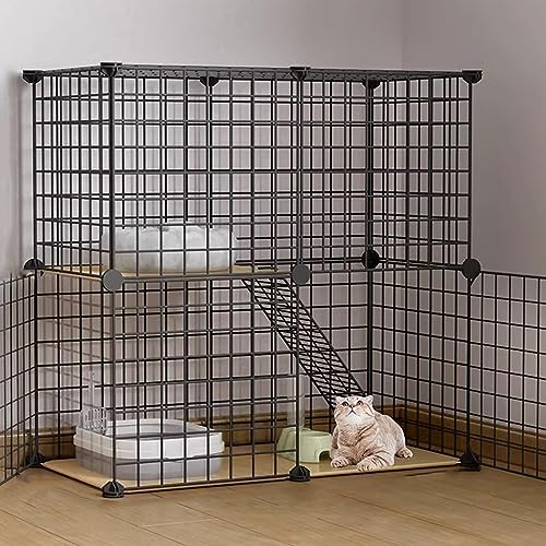 Cat Cage Large Indoor Multi-layer Metal Cat Cage Suitable For 1-2 Cats Small Rabbit Dog Cage Small Animal Cat Supplies Pet Rest Place Indoor DIY Cat Cage ( Color : Black , Size : 75x75x39cm/29.5x29.5x von VErem