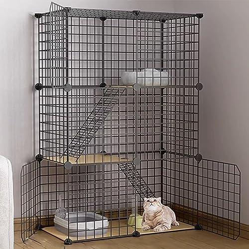 Cat Cage Large Indoor Multi-layer Metal Cat Cage Suitable For 1-2 Cats Small Rabbit Dog Cage Small Animal Cat Supplies Pet Rest Place Indoor DIY Cat Cage ( Color : Black , Size : 75x109x39cm/29.5x42.9 von VErem