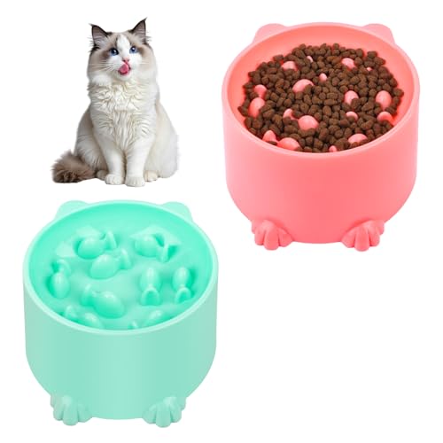 VFANDV Slow Feeder Katze Nassfutter, 2 Stück Katzennapf Erhöht Fressnapf Katze, Antischlingnapf für Katzen und Kleine Hunde, Leicht zu reinigen, Anti Erbrechen Fressnapf Katze VFANDV Slow Feeder Katze Nassfutter, 2 Stück Katzennapf Erhöht Fressnapf Katze, Antischlingnapf für Katzen und Kleine Hunde, Leicht zu reinigen, Anti Erbrechen Fressnapf Katze von VFANDV