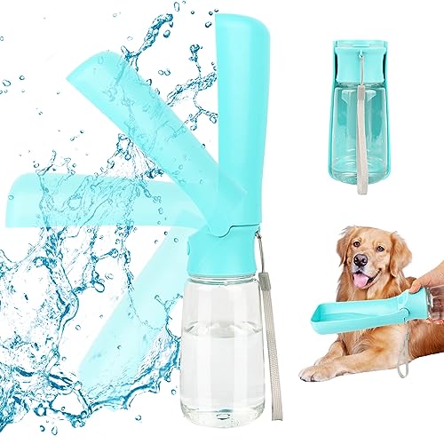 VFANDV Tragbare Haustier Trinkflasche, Trinkflasche Hunde, Hundewasserflasche, 180°Faltbare Hund Katze Haustiere Auslaufsicher Wasserflasche für Täglich Spazieren Gehen Reisen Campen (550ML) von VFANDV