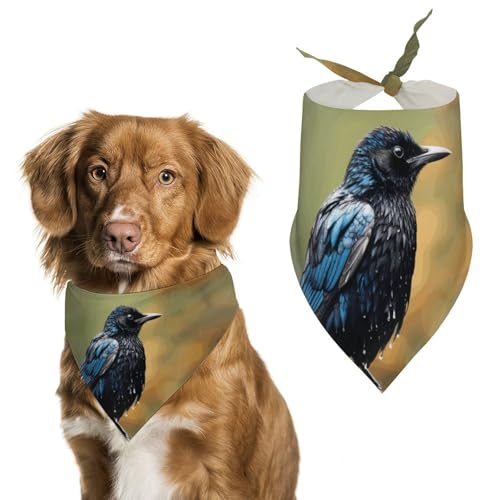 Bird on Rainy Day Hundehalstuch, dreieckig, waschbar, Polyester, niedliches Haustier-Bandana für mittelgroße und große Hunde, Welpen und Katzen von VFMKT