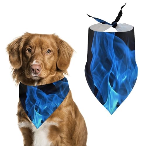 Blue Flame Hundehalstuch, dreieckig, waschbar, Polyester, niedliches Haustier-Bandana für mittelgroße und große Hunde, Welpen und Katzen von VFMKT