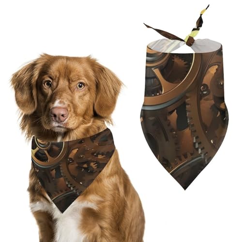 Cooles Steampunk-Gears-Hundehalstuch, dreieckig, waschbar, Polyester, niedliches Haustier-Bandana für mittelgroße und große Hunde, Welpen und Katzen Cooles Steampunk-Gears-Hundehalstuch, dreieckig, waschbar, Polyester, niedliches Haustier-Bandana für mittelgroße und große Hunde, Welpen und Katzen von VFMKT