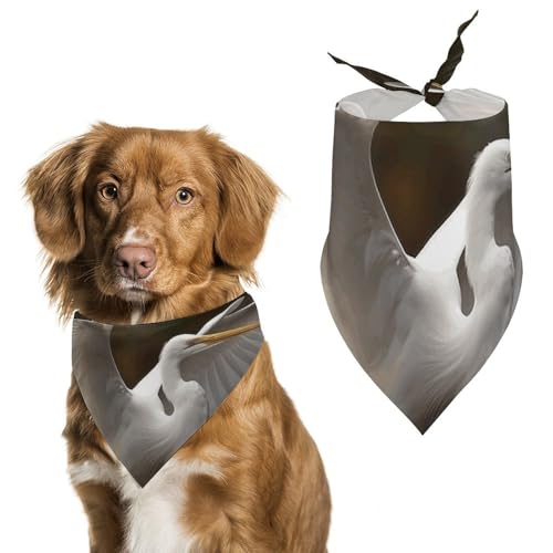 Egret Spreads Its Wings Hundehalstuch, dreieckig, waschbar, Polyester, niedliches Haustier-Bandana für mittelgroße und große Hunde, Welpen und Katzen von VFMKT