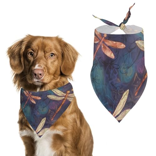 Handbemaltes Hundehalstuch, dreieckig, waschbar, Polyester, niedliches Haustier-Bandana für mittelgroße und große Hunde, Welpen und Katzen von VFMKT
