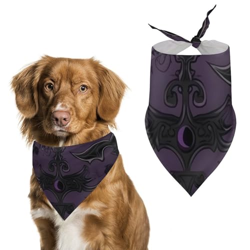 Hundehalstuch, Dreieck, waschbar, Polyester, niedliches Haustier-Bandana für mittelgroße und große Hunde, Welpen und Katzen, Violett / Schwarz Hundehalstuch, Dreieck, waschbar, Polyester, niedliches Haustier-Bandana für mittelgroße und große Hunde, Welpen und Katzen, Violett / Schwarz von VFMKT