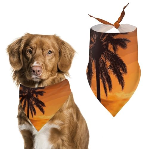 Hundehalstuch, Motiv: Palme, Sonnenuntergang, dreieckig, waschbar, Polyester, niedliches Haustier-Bandana für mittelgroße und große Hunde, Welpen und Katzen Hundehalstuch, Motiv: Palme, Sonnenuntergang, dreieckig, waschbar, Polyester, niedliches Haustier-Bandana für mittelgroße und große Hunde, Welpen und Katzen von VFMKT