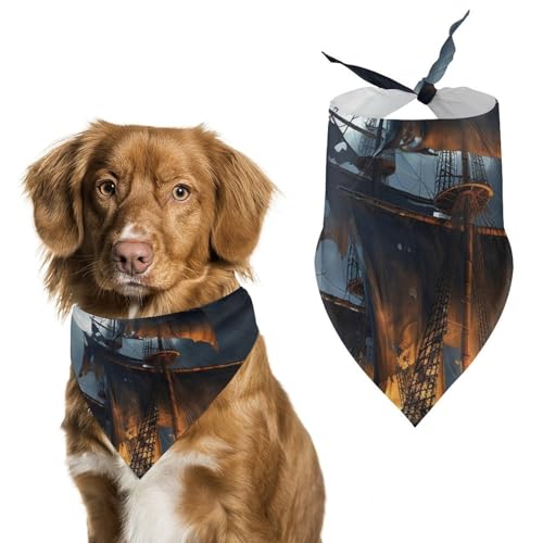 Hundehalstuch, Piraten-Segelboot, Dreieck, waschbar, Polyester, niedliches Haustier-Bandana für mittelgroße und große Hunde, Welpen und Katzen Hundehalstuch, Piraten-Segelboot, Dreieck, waschbar, Polyester, niedliches Haustier-Bandana für mittelgroße und große Hunde, Welpen und Katzen von VFMKT