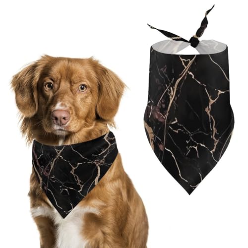 Hundehalstuch, dreieckig, waschbar, Polyester, niedliches Haustier-Bandana für mittelgroße und große Hunde, Welpen und Katzen, Schwarz / goldfarben Hundehalstuch, dreieckig, waschbar, Polyester, niedliches Haustier-Bandana für mittelgroße und große Hunde, Welpen und Katzen, Schwarz / goldfarben von VFMKT