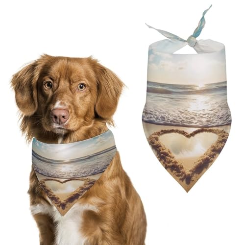 Hundehalstuch in Herzform, romantisch, dreieckig, waschbar, Polyester, niedliches Haustier-Bandana für mittelgroße und große Hunde, Welpen und Katzen von VFMKT