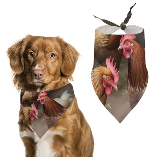 Hundehalstuch mit Bauernhof-Hühnern, dreieckig, waschbar, Polyester, niedliches Haustier-Bandana für mittelgroße und große Hunde, Welpen und Katzen von VFMKT