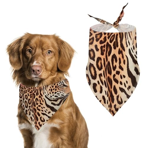 Hundehalstuch mit Leopardenmuster, dreieckig, waschbar, Polyester, niedliches Haustier-Bandana für mittelgroße und große Hunde, Welpen und Katzen von VFMKT
