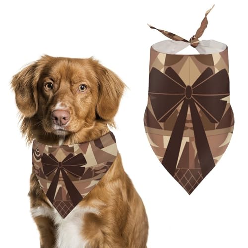 Hundehalstuch mit Schleife, dreieckig, waschbar, Polyester, niedliches Haustier-Bandana für mittelgroße und große Hunde, Welpen und Katzen, Dunkelbraun Hundehalstuch mit Schleife, dreieckig, waschbar, Polyester, niedliches Haustier-Bandana für mittelgroße und große Hunde, Welpen und Katzen, Dunkelbraun von VFMKT