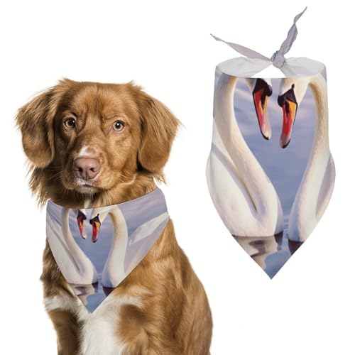 Hundehalstuch mit Schwanenherz, dreieckig, waschbar, Polyester, niedliches Haustier-Bandana für mittelgroße und große Hunde, Welpen und Katzen Hundehalstuch mit Schwanenherz, dreieckig, waschbar, Polyester, niedliches Haustier-Bandana für mittelgroße und große Hunde, Welpen und Katzen von VFMKT