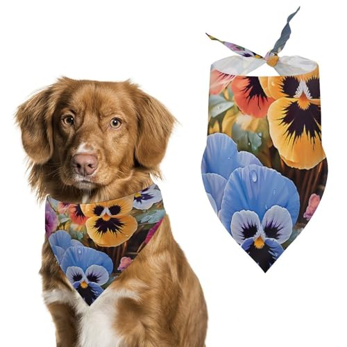 Hundehalstuch mit Stiefmütterchen-Motiv, dreieckig, waschbar, Polyester, niedliches Haustier-Bandana für mittelgroße und große Hunde, Welpen und Katzen Hundehalstuch mit Stiefmütterchen-Motiv, dreieckig, waschbar, Polyester, niedliches Haustier-Bandana für mittelgroße und große Hunde, Welpen und Katzen von VFMKT