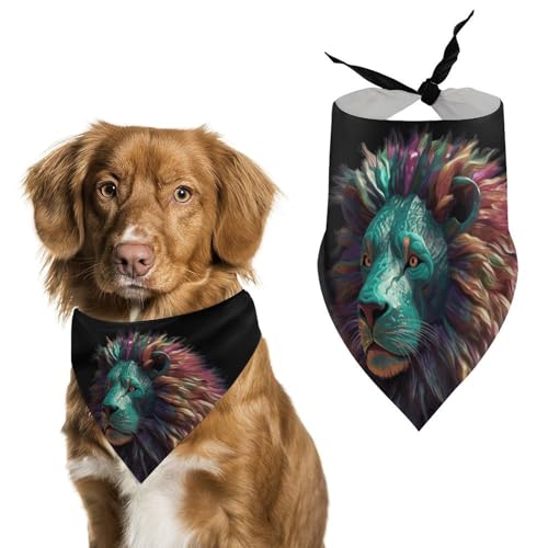 Hundehalstuch mit abstraktem 3D-Kunst-Löwenmotiv, dreieckig, waschbar, Polyester, niedliches Haustier-Bandana für mittelgroße und große Hunde, Welpen und Katzen von VFMKT