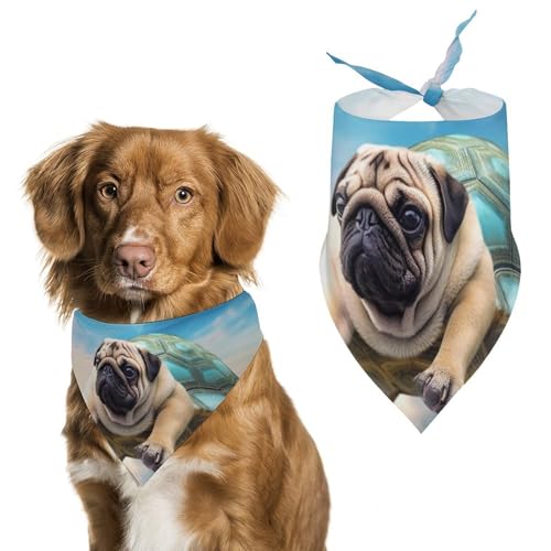 Lustiges Hundehalstuch mit Schildkrötenmotiv, dreieckig, waschbar, Polyester, niedliches Haustier-Bandana für mittelgroße und große Hunde, Welpen und Katzen Lustiges Hundehalstuch mit Schildkrötenmotiv, dreieckig, waschbar, Polyester, niedliches Haustier-Bandana für mittelgroße und große Hunde, Welpen und Katzen von VFMKT