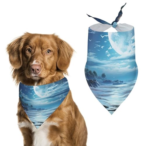 Moon Over Hundehalstuch, dreieckig, waschbar, Polyester, niedliches Haustier-Bandana für mittelgroße und große Hunde, Welpen und Katzen von VFMKT