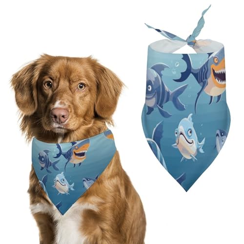 Ocean Fish Hundehalstuch, dreieckig, waschbar, Polyester, niedliches Haustier-Bandana für mittelgroße und große Hunde, Welpen und Katzen von VFMKT