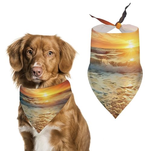 Sunrise Hundehalstuch, dreieckig, waschbar, Polyester, niedliches Haustier-Bandana für mittelgroße und große Hunde, Welpen und Katzen Sunrise Hundehalstuch, dreieckig, waschbar, Polyester, niedliches Haustier-Bandana für mittelgroße und große Hunde, Welpen und Katzen von VFMKT