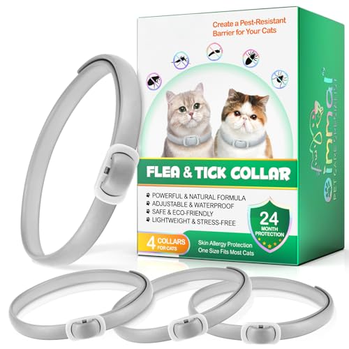 Zecken‑Flohhalsband Katze – 24 Monate Schutz, verstellbares Katzen Halsband, hautfreundliches flohhalsband Katze, wasserdichtes zeckenhalsband für Katzen (Ggrau, 4 Stück) von VFjVlVdG