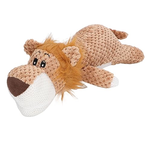 VGEBY Hunde-Plüschspielzeug, Zahnungslindernd, Angstlösend, Quietschend, Weich, Langlebig, Gefülltes Kauspielzeug für Kleine/mittelgroße Hunde (Löwe) von VGEBY