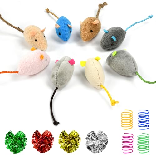 VGECEE 16 Stück Katzenminze Spielzeug Katzenspielzeug Plüsch Maus Set Spielzeug Katze Interaktives Katzenspielzeug Maus mit Knisterbällen, Spirale & Katzenminze - Zahnreinigung für Katzen Kitty VGECEE 16 Stück Katzenminze Spielzeug Katzenspielzeug Plüsch Maus Set Spielzeug Katze Interaktives Katzenspielzeug Maus mit Knisterbällen, Spirale & Katzenminze - Zahnreinigung für Katzen Kitty von VGECEE