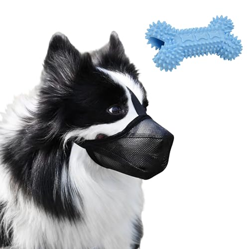 VGECEE Maulkorb für Hunde, Weicher Netzmaulkorb Hund Atmungsaktive Maulkörbe Dog Muzzle Verstellbare mit Hunde Kauen Spielzeug für Kleine Mittlere Dogs (Schwarz) von VGECEE