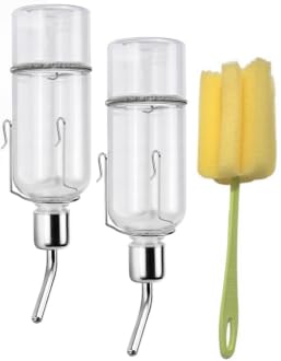 VGECEE Trinkflasche Kaninchen Hamster Wasserflasche 2 Stück Trinkflasche Hasen 350ml Nagertränke Nippelflasche Kaninchen mit Halterung Kaninchentränke Nippel Haustier Wasserspender für Haustiere von VGECEE