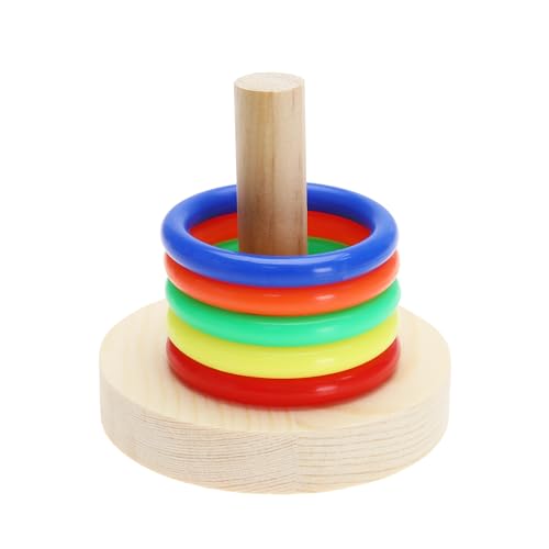 VGOL 1 Set Vogel-Trainingsspielzeug aus Holz, Papageien-Training, bunte Stapelringe, Spielzeug, pädagogisches Spielzeug für kleine bis mittelgroße Vögel von VGOL