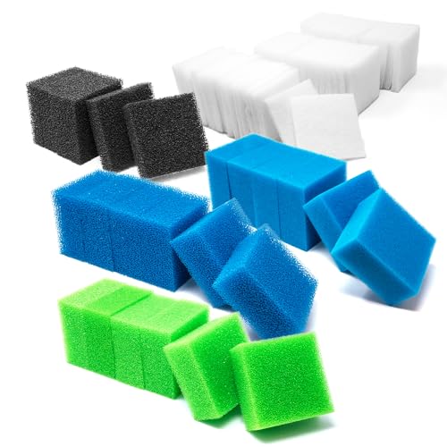 VIALIA 74x Filterschwamm Aquarium kompatibel mit Juwel Standard BioFlow 6.0/ L, 6X Kohlefilter, 6X Grobfilter, 6X Nitrat, 6X Feinfilter, 50x Polyfilter, Aquarium Schwämme von VIALIA