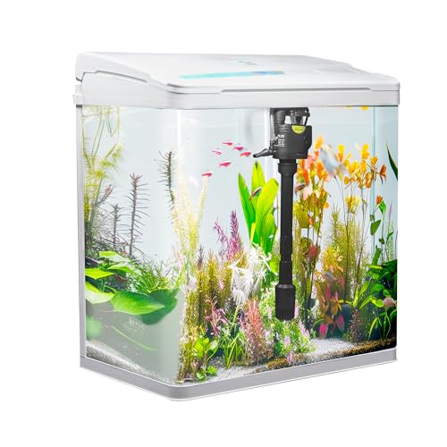 VIALIA Aquarium Komplettset mit LED-Beleuchtung, Pumpe und Filter, 24x17x29 cm, 8 Liter, Weiß, Glasbecken für Fische und Wasserpflanzen von VIALIA