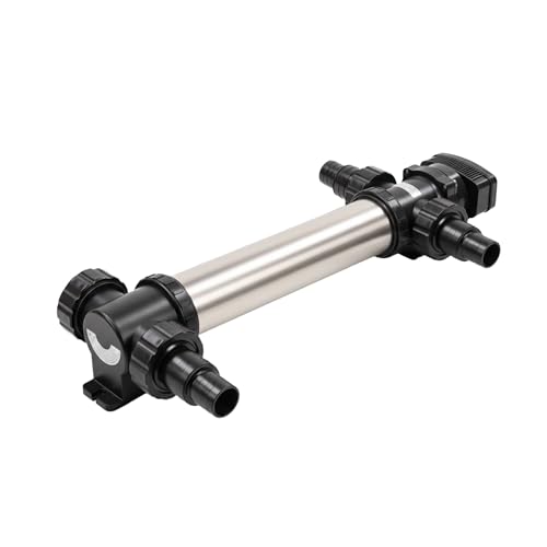 VIALIA UVC Teichklärer SUV-772, 2x36 Watt, Edelstahl Wasserklärer, Algenvernichter für Gartenteich und Aquarium, Länge 1030 mm, max. Teichgröße 90 m³, mit 4 Schlauchnippeln und Anschlüssen von VIALIA
