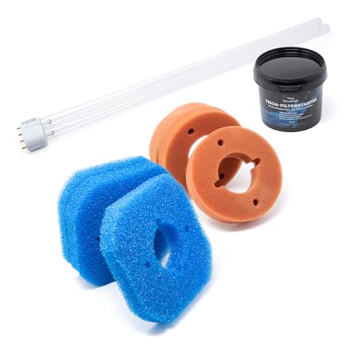 VIALIA Wartungspaket für Oase FiltoClear 6000, Ersatzteil Set, 3X Blaue und 3X rote Filterschwämme, Filterstarter, 11W UVC-Lampe gegen Keime und Algen VIALIA Wartungspaket für Oase FiltoClear 6000, Ersatzteil Set, 3X Blaue und 3X rote Filterschwämme, Filterstarter, 11W UVC-Lampe gegen Keime und Algen von VIALIA
