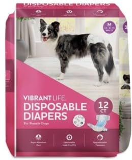 Vibrant Life Einweg-Hundewindeln, Größe M, 40,6 cm Taille, 12 Stück, Rosa und Weiß Vibrant Life Einweg-Hundewindeln, Größe M, 40,6 cm Taille, 12 Stück, Rosa und Weiß von VIBRANT LIFE