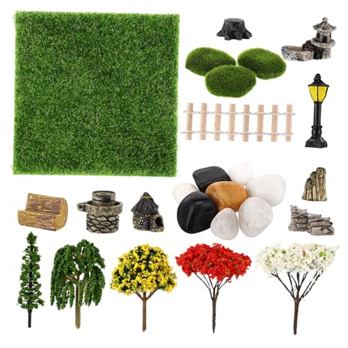 1Satz Mini Garten Landschaftsdekorationen Künstliche Bäume Gras Steine für Puppenhaus und Terrarium für Innen und Außenbereiche Kreative Miniaturgärten Gestalten 1Satz Mini Garten Landschaftsdekorationen Künstliche Bäume Gras Steine für Puppenhaus und Terrarium für Innen und Außenbereiche Kreative Miniaturgärten Gestalten von VICASKY